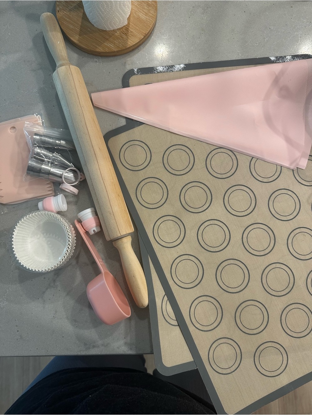 Macaron Baking Set - Pink and Natural Wood